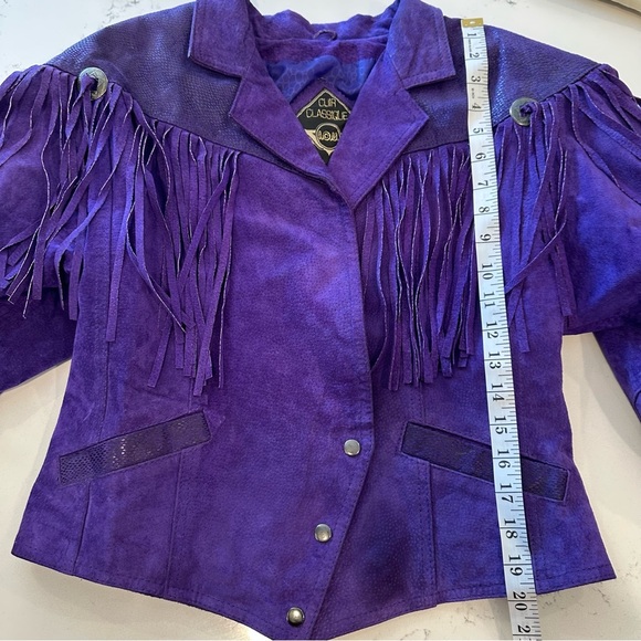 Vintage Purple Leather Fringe Jacket - Picture 16 of 16